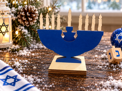 Menorah Gift Card Holder | Wood Hanukkah Menorah with Gift Card | Handcrafted