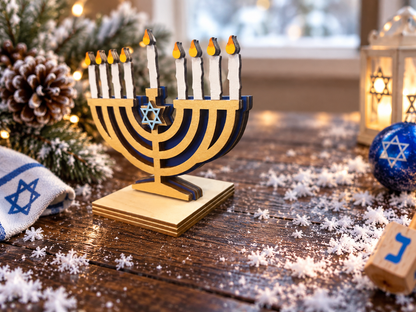 Menorah Gift Card Holder | Wood Hanukkah Menorah with Gift Card | Handcrafted