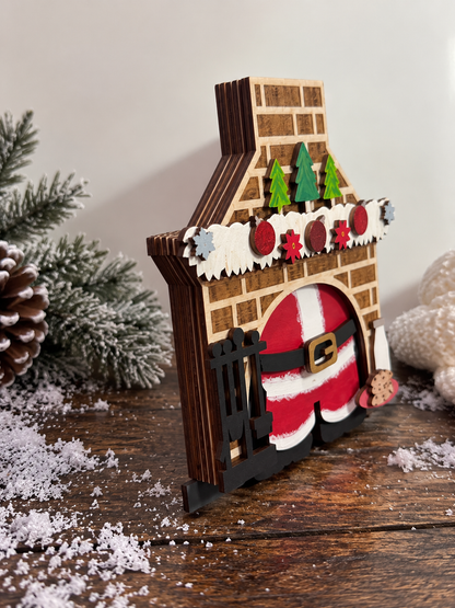 Santa Stuck in Chimney Gift Card Holder | Wood Santa Chimney | Handcrafted Christmas