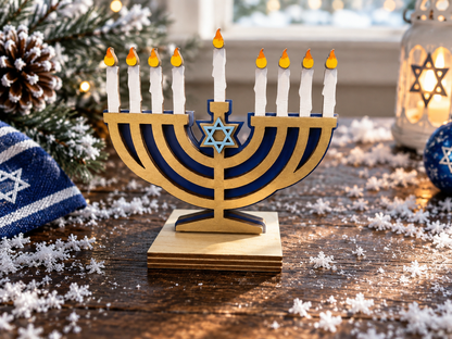 Menorah Gift Card Holder | Wood Hanukkah Menorah with Gift Card | Handcrafted