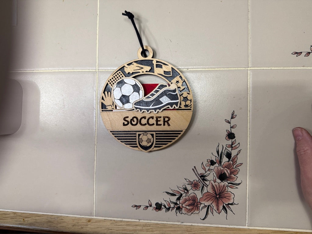 Personalized Sports Medallion Gift Card Holder | Hand Painted 3D Wood Sport Medal | Handcrafted
