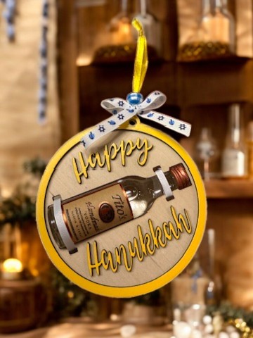 Happy Hanukkah Shot Bottle Ornament – Handmade Mini Liquor Holder Gift