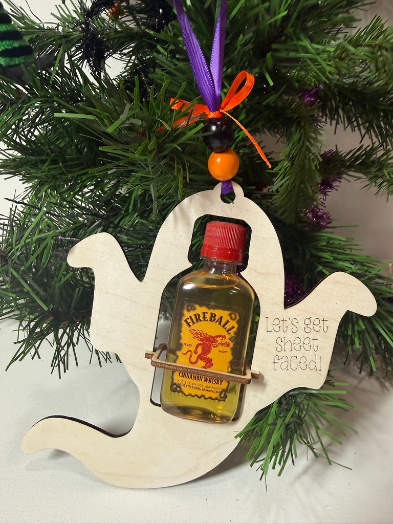 Ghost Mini Liquor Bottle Holder | Halloween Gift | Handmade Wood Ornament