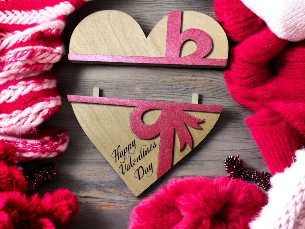Valentine Wooden Gift Card Holder – Heart-Shaped Valentine Gift