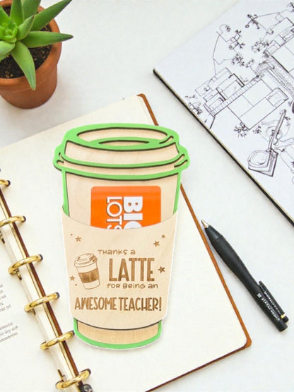 Teacher Coffee Cup Gift Card Holder – Personalized Teacher Gift – Latte Cup Teacher Appreciation Gift – End of Year Teacher Gift