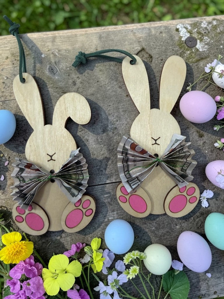 Personalized Bunny Money Holder – Easter Basket Tag with Cash Holder