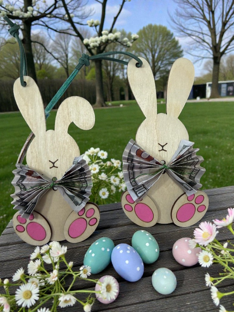 Personalized Bunny Money Holder – Easter Basket Tag with Cash Holder