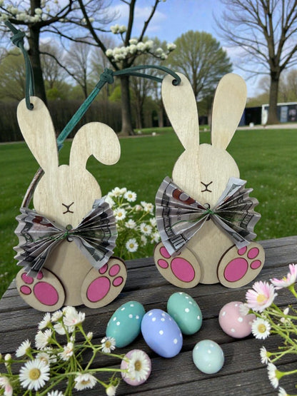 Personalized Bunny Money Holder – Easter Basket Tag with Cash Holder