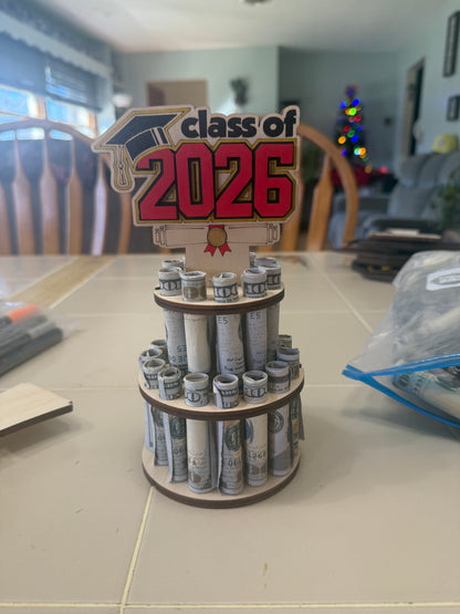 Graduation Money Tree Gift – 2 Tier Cash Holder – Graduation Cash Gift Idea – Holds 25 Bills – Personalized Graduation Gift