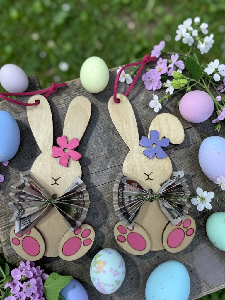 Personalized Bunny Money Holder – Easter Basket Tag with Cash Holder