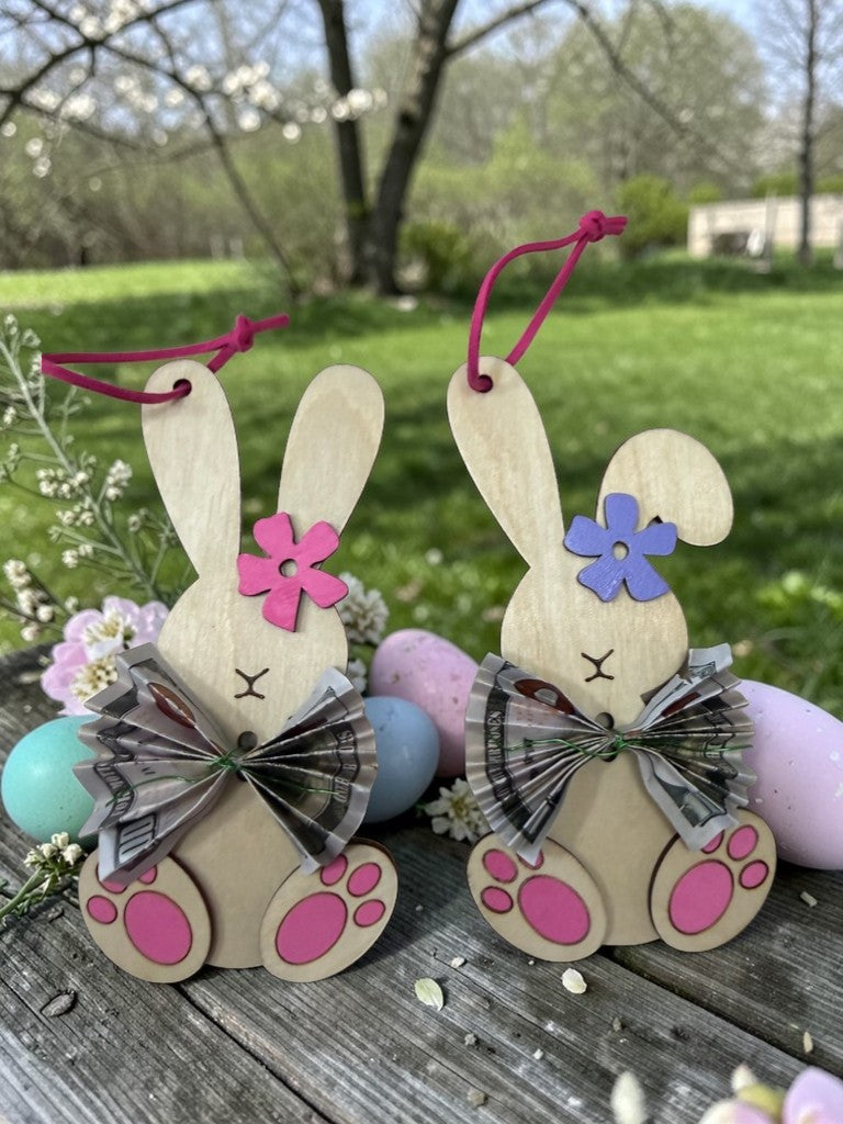 Personalized Bunny Money Holder – Easter Basket Tag with Cash Holder