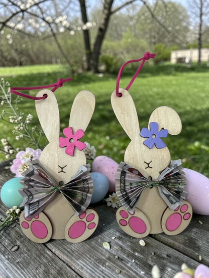 Personalized Bunny Money Holder – Easter Basket Tag with Cash Holder