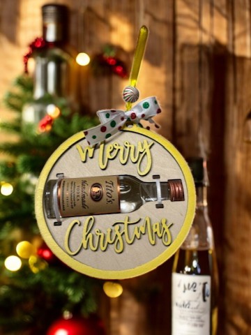 Merry Christmas Shot Bottle Ornament – Handmade Mini Liquor Holder Gift