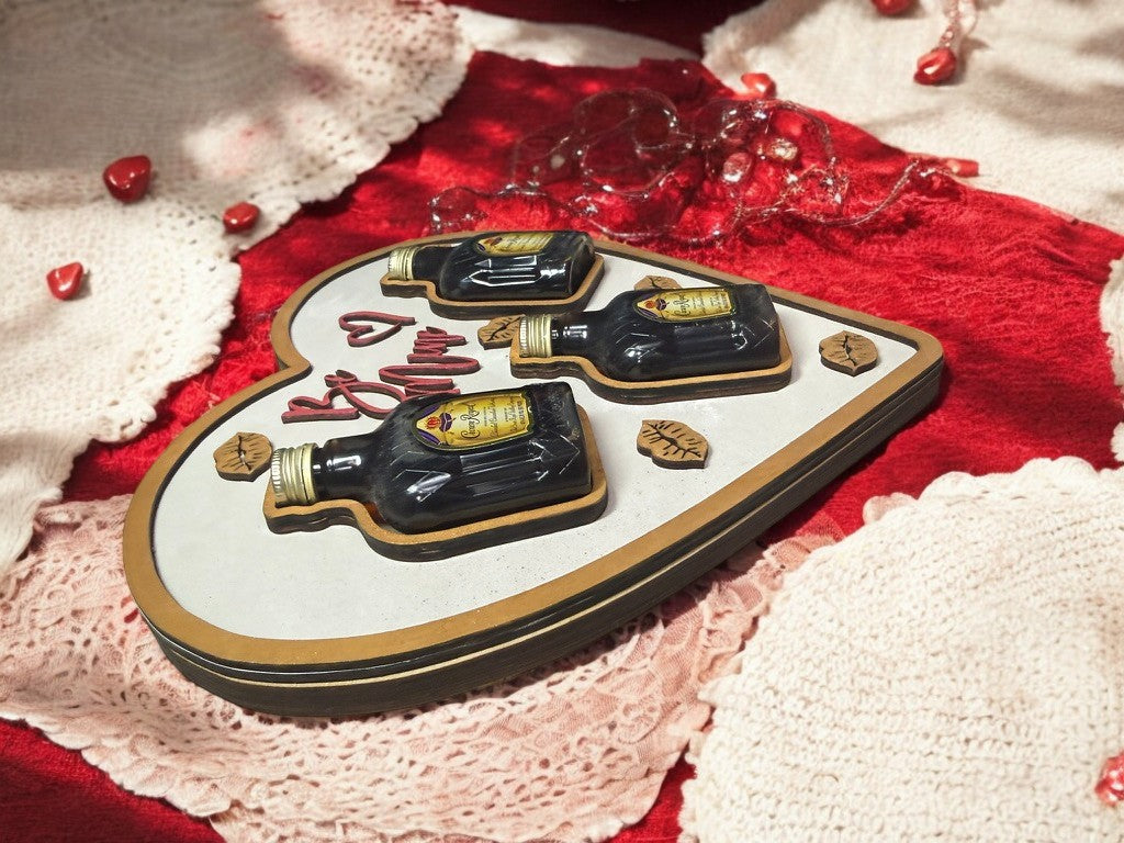 Valentine Mini Bottle Holder – Wooden Heart Liquor Display