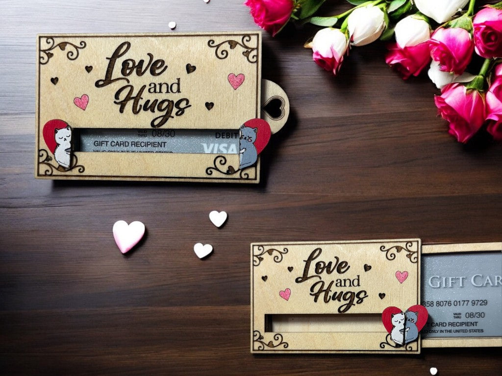 Valentine Sliding Wooden Gift Card Holder – Interactive Valentine Gift