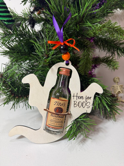 Ghost Mini Liquor Bottle Holder | Halloween Gift | Handmade Wood Ornament