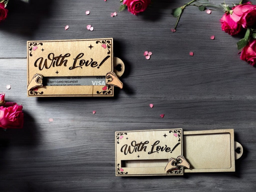 Valentine Sliding Wooden Gift Card Holder – Interactive Valentine Gift