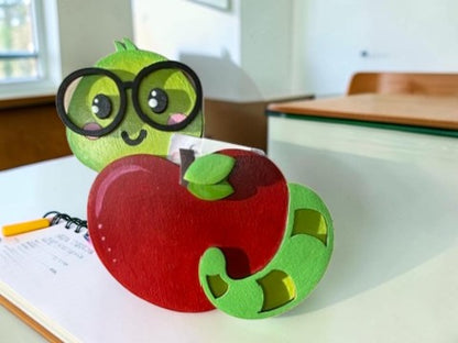 Apple & Worm Teacher Gift Card Holder – Cute Teacher Gift – End of Year Teacher Gift Idea – Back to School Gift