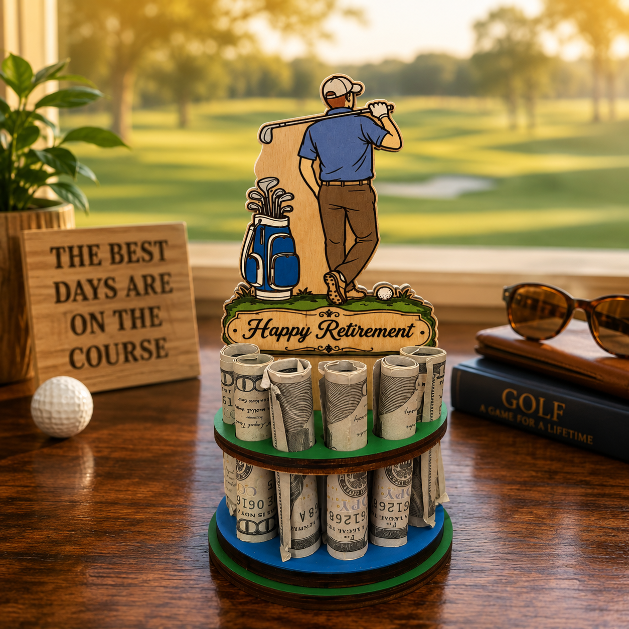 Golf Money Tree | Retirement Gift | Personalized | Handmade Wood