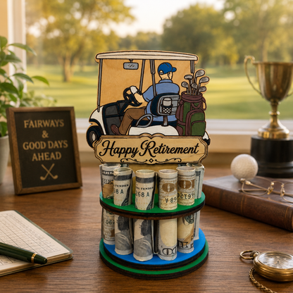 Golf Cart Money Tree | Retirement Gift | Personalized | Handmade Wood