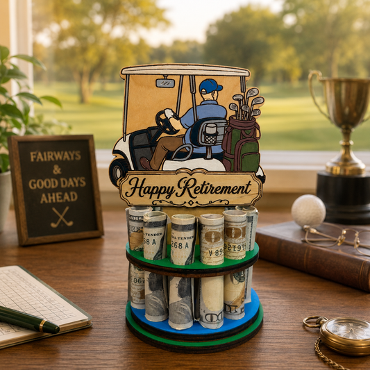 Golf Cart Money Tree | Retirement Gift | Personalized | Handmade Wood