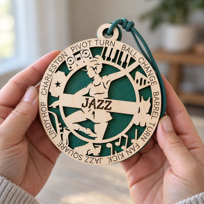 Jazz Dance Medallion Gift Card Holder | Personalized Wood Jazz Medal | Handcrafted