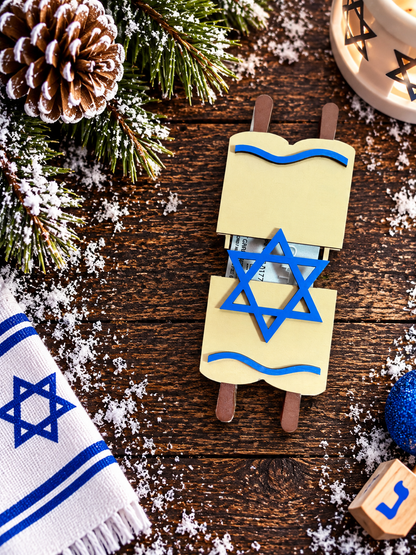 Torah Scroll Gift Card Holder | Wood Hanukkah Torah Gift | Handcrafted Jewish Gift