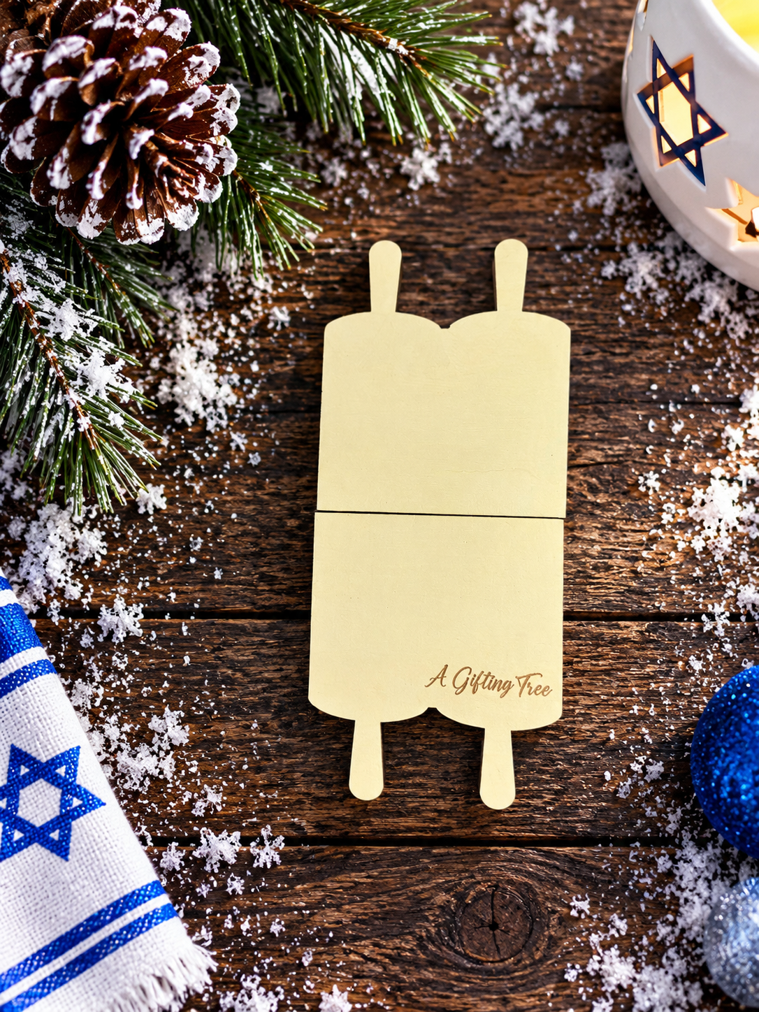 Torah Scroll Gift Card Holder | Wood Hanukkah Torah Gift | Handcrafted Jewish Gift