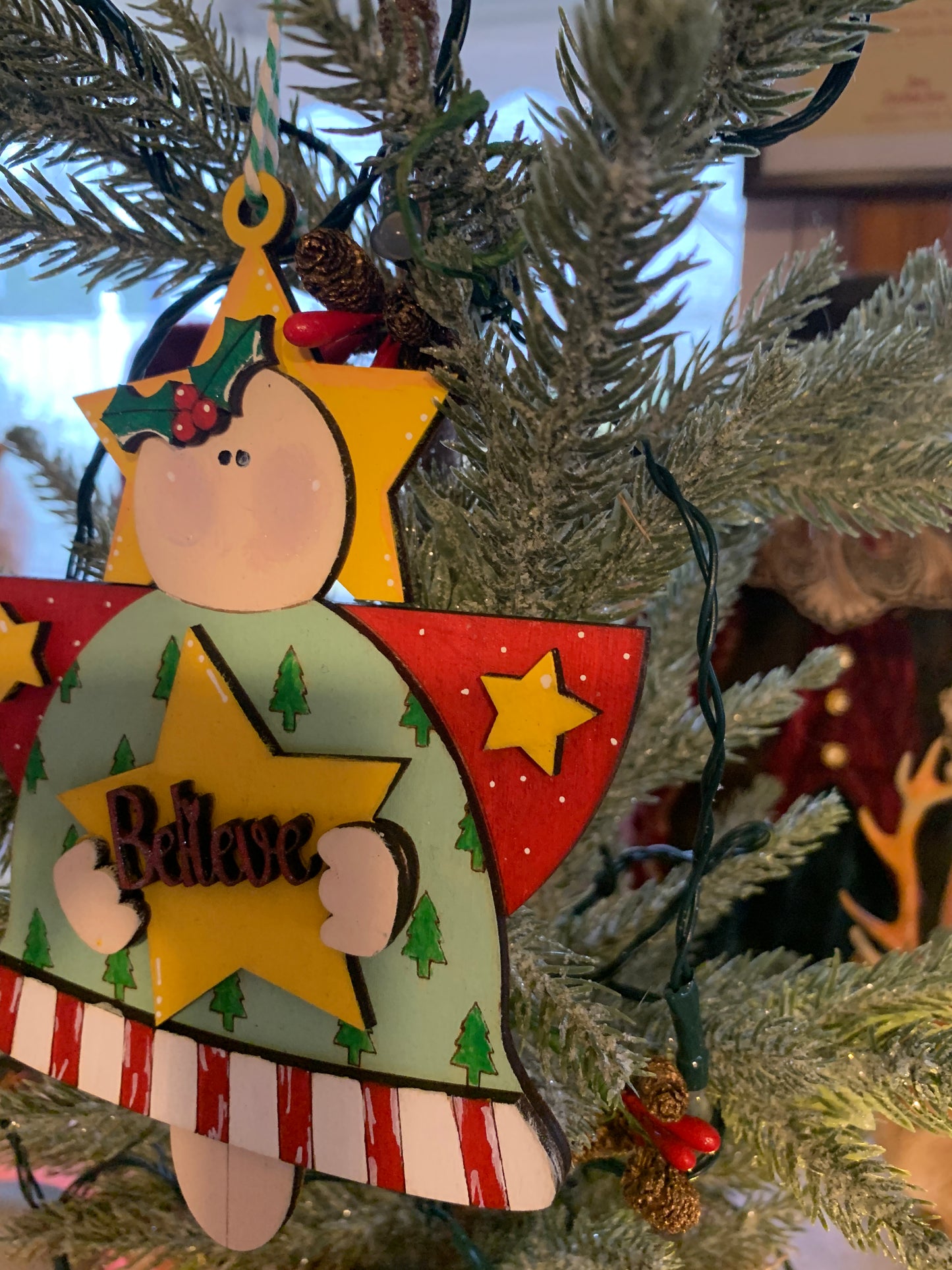 Handmade Wooden Angel Christmas Ornaments – Believe & Merry and Bright Holiday Decor