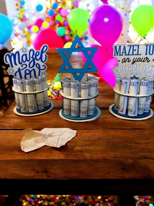 Mazel Tov Money Gift – Handmade Wooden Money Tree for Jewish Celebration