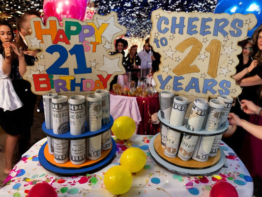 21st Birthday Money Tree Gift – Handmade Wooden Cash Holder for Milestone Celebration