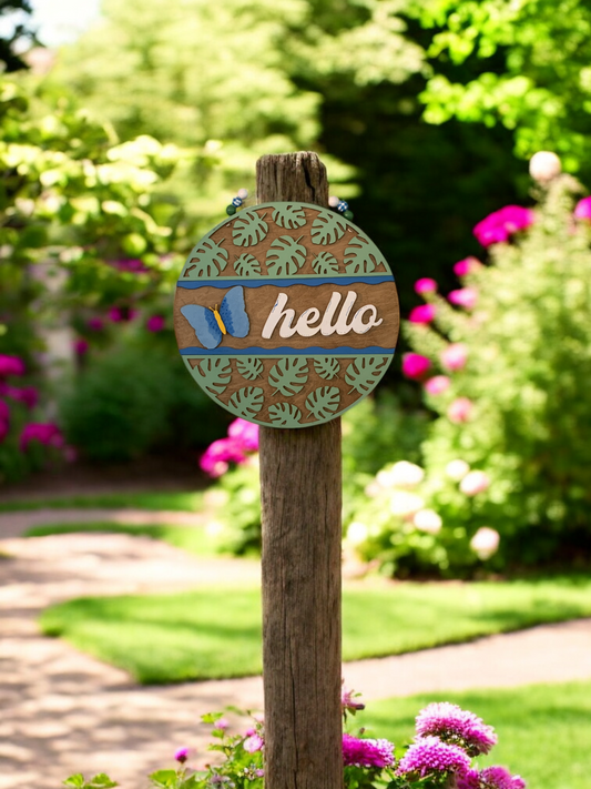 Butterfly Hello 3D Decor Sign