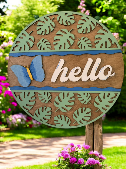 Butterfly Hello 3D Decor Sign