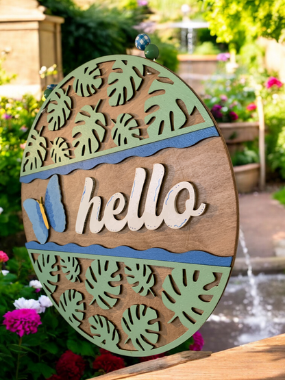 Butterfly Hello 3D Decor Sign