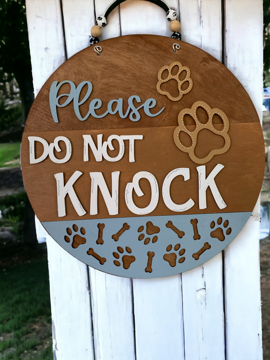 Dog Warning Door Sign – Keep Your Pets Calm & Your Home Peaceful – Handmade 3D Wooden Decor