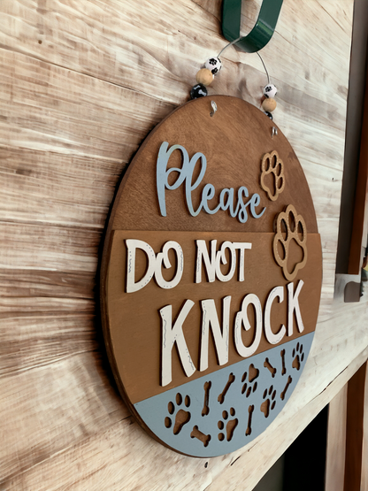 Dog Warning Door Sign – Keep Your Pets Calm & Your Home Peaceful – Handmade 3D Wooden Decor