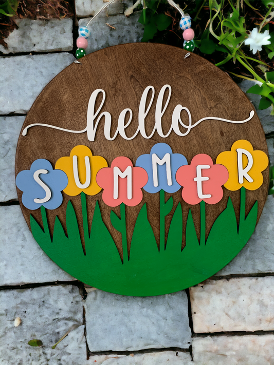 Hello Summer Flower Sign
