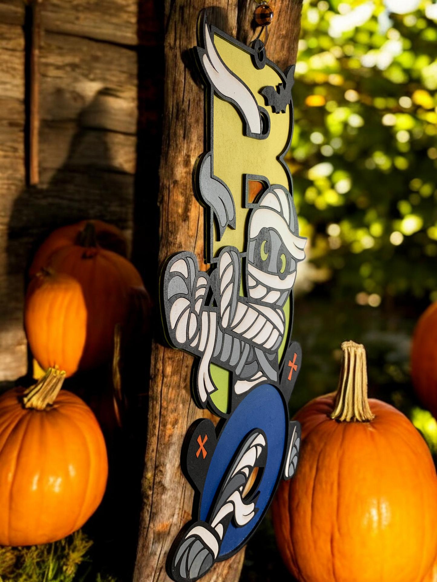 Handmade Wooden Halloween Boo Sign – Mummy Door or Wall Decoration – Cute & Spooky Fall Décor