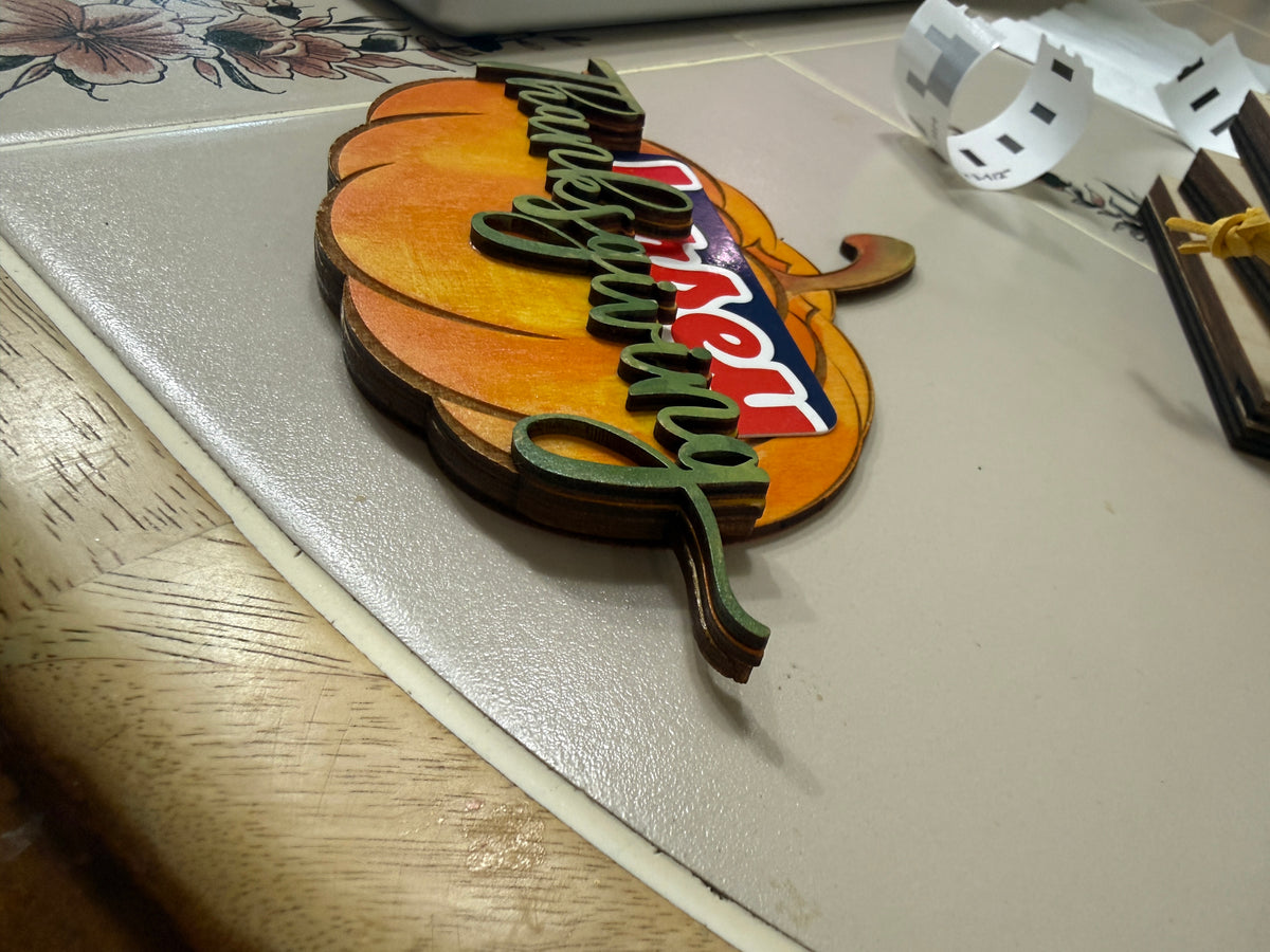 Thanksgiving Gift Card Holder | Happy Thanksgiving Pumpkin | Handcrafted Wood