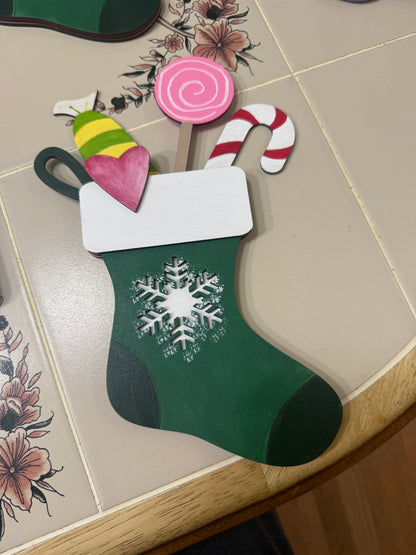 Christmas Stocking Gift Card Holder | Wood Stocking with Candy | Handcrafted