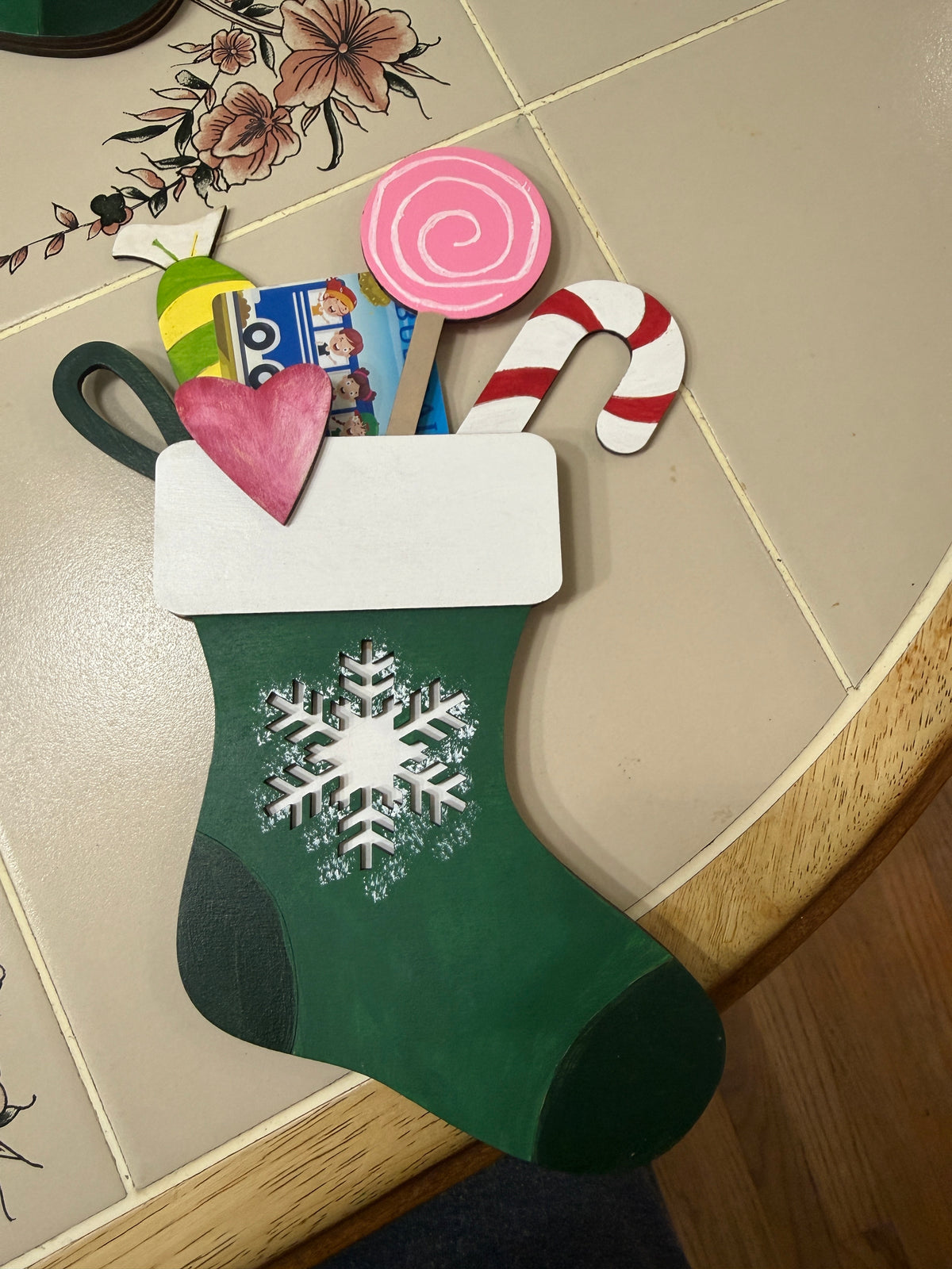 Christmas Stocking Gift Card Holder | Wood Stocking with Candy | Handcrafted