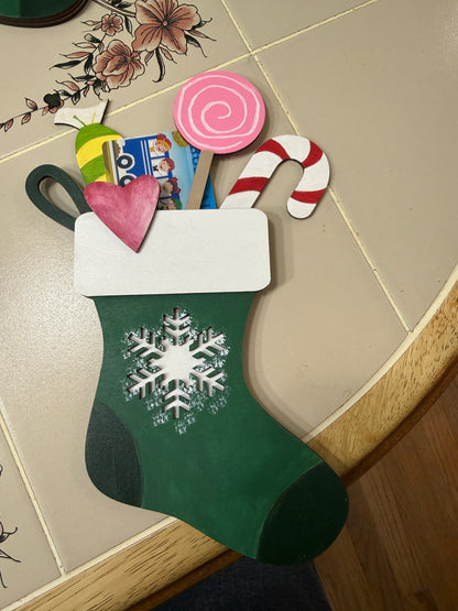 Christmas Stocking Gift Card Holder | Wood Stocking with Candy | Handcrafted