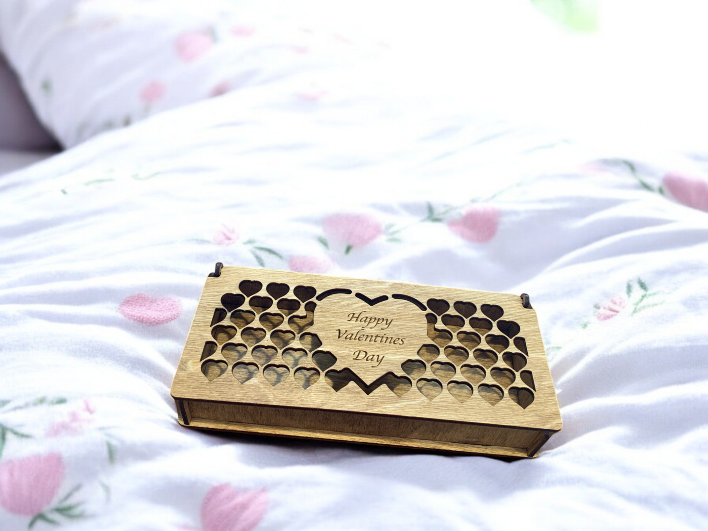 Valentine Wooden Gift Box – Baltic Birch Love Box with Rose