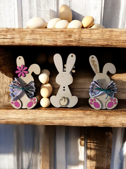 Personalized Bunny Money Holder – Easter Basket Tag with Cash Holder