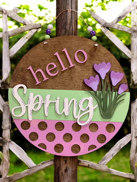 Hello Spring Tulip 3D Wooden Sign