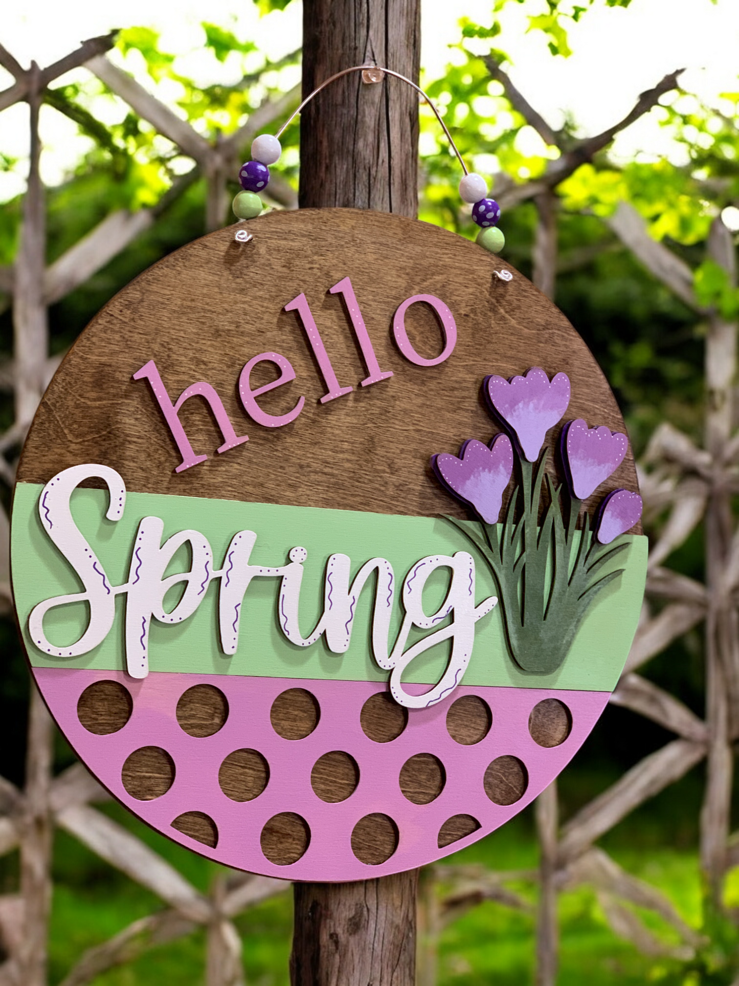 Hello Spring Tulip 3D Wooden Sign