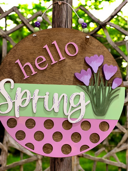Hello Spring Tulip 3D Wooden Sign