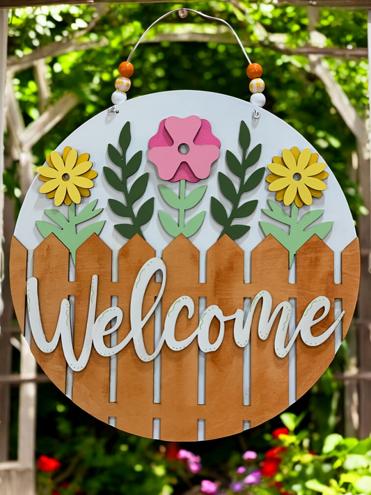 Blooming Welcome Flower 3D Sign