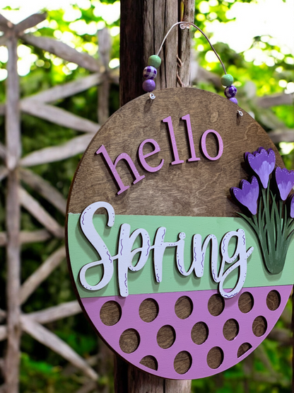 Hello Spring Tulip 3D Wooden Sign