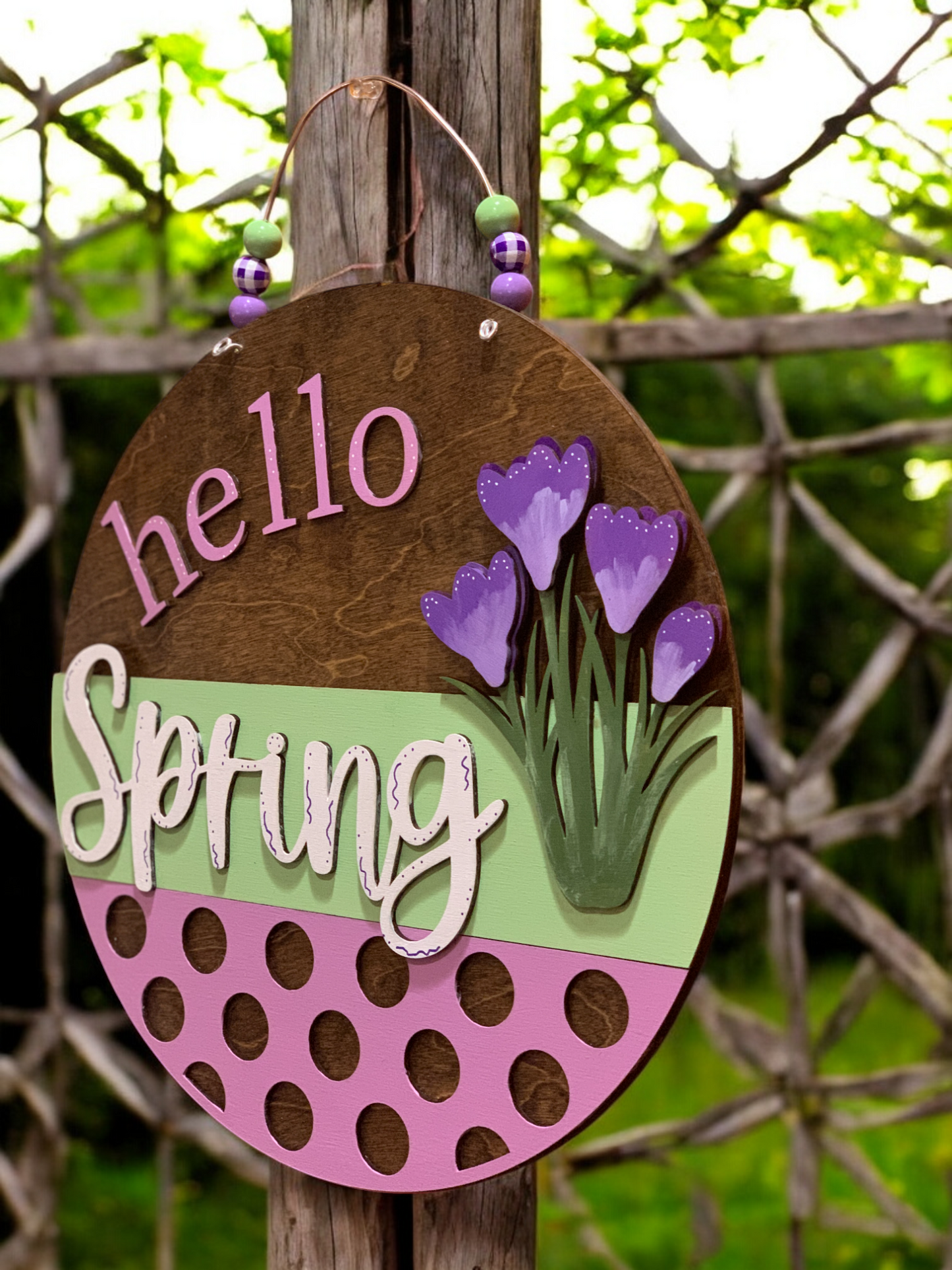 Hello Spring Tulip 3D Wooden Sign